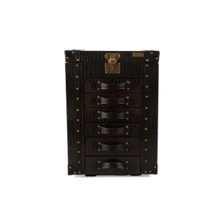 Artisan Jewellery Armoire Matt Dark Brown Croco Brown Leather