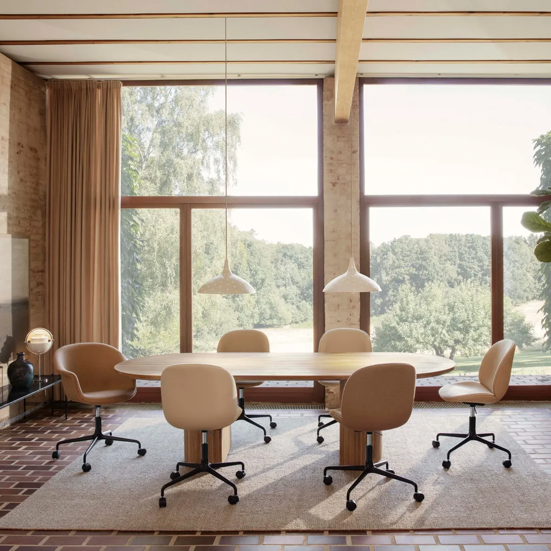 Beetle Meeting Chair - 4-Star Base w/ Casters - Height Adjustable - Front Upholstered - Veneer Shell