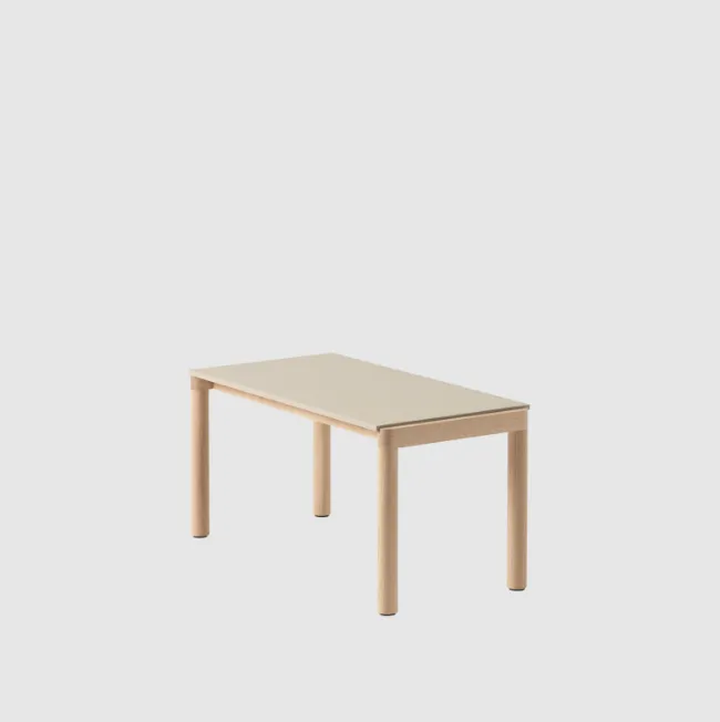 Couple Coffee Table, 33.2" X 15.7", Plain Top, Sand/Oak