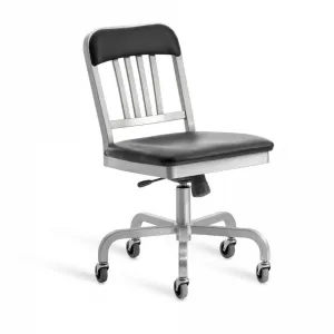 Emeco 1022 Navy Semi-Upholstered Swivel Side Chair