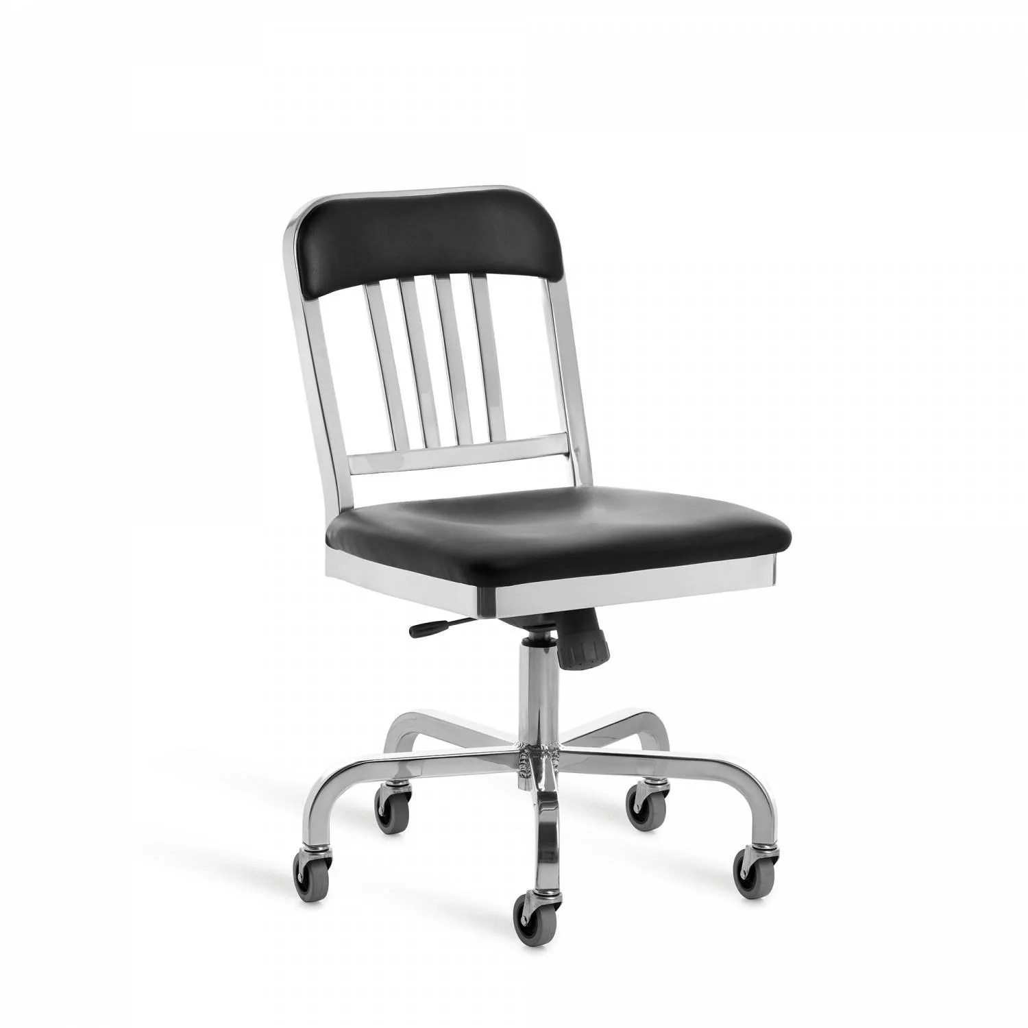 Emeco 1022 Navy Semi-Upholstered Swivel Side Chair