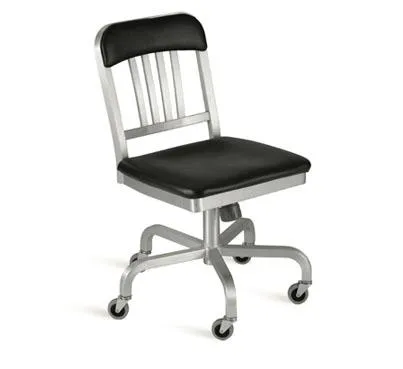 Emeco 1022 Navy Semi-Upholstered Swivel Side Chair