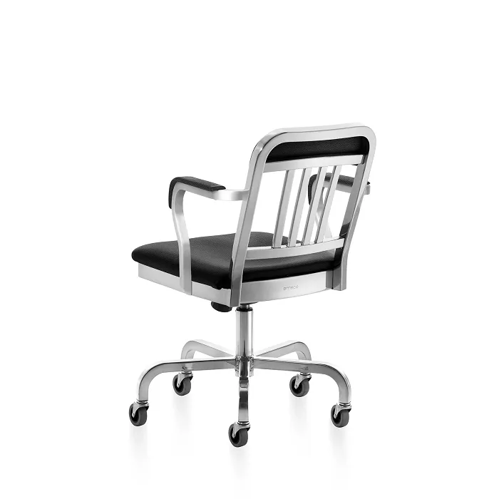 Emeco Navy Semi-Upholstered Swivel Armchair