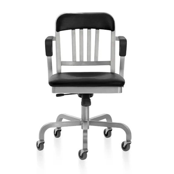 Emeco Navy Semi-Upholstered Swivel Armchair