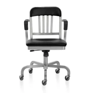 Emeco Navy Semi-Upholstered Swivel Armchair