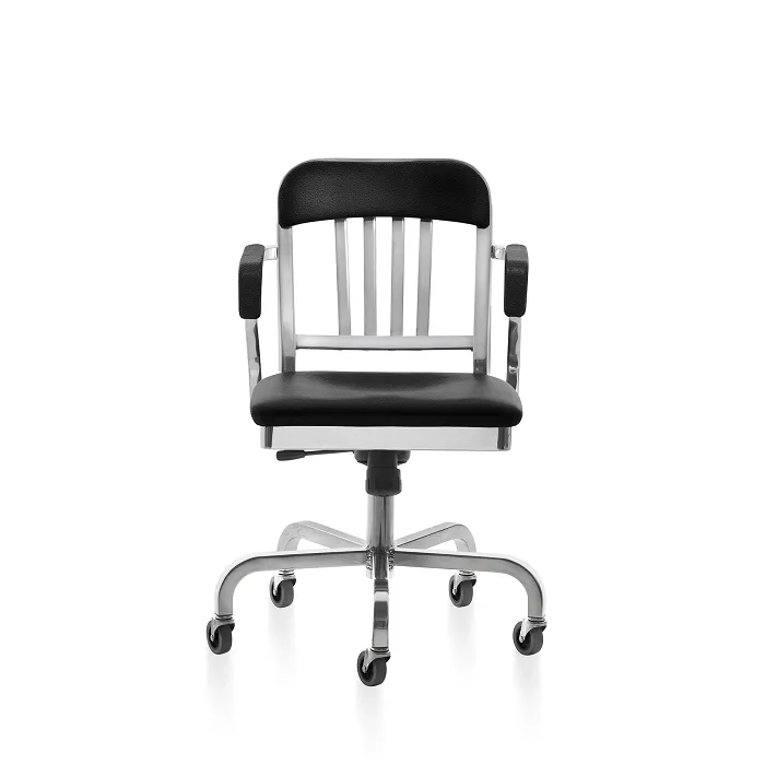 Emeco Navy Semi-Upholstered Swivel Armchair