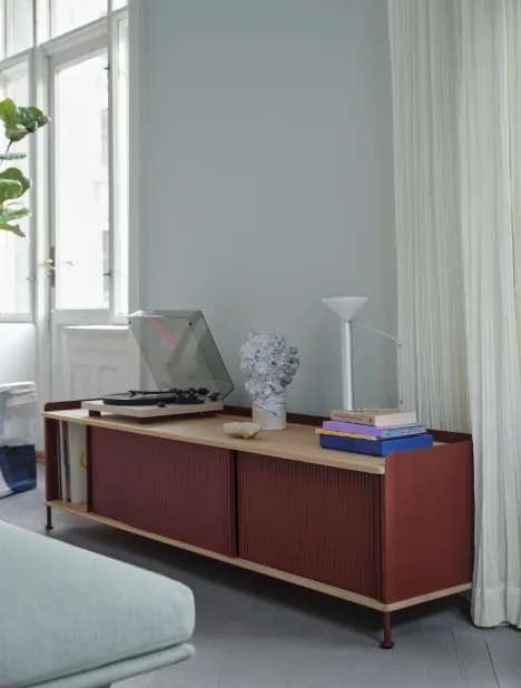Enfold Sideboard Low, Oak/Black
