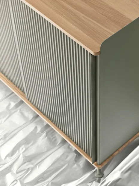Enfold Sideboard, Low, Oak/Dusty Green