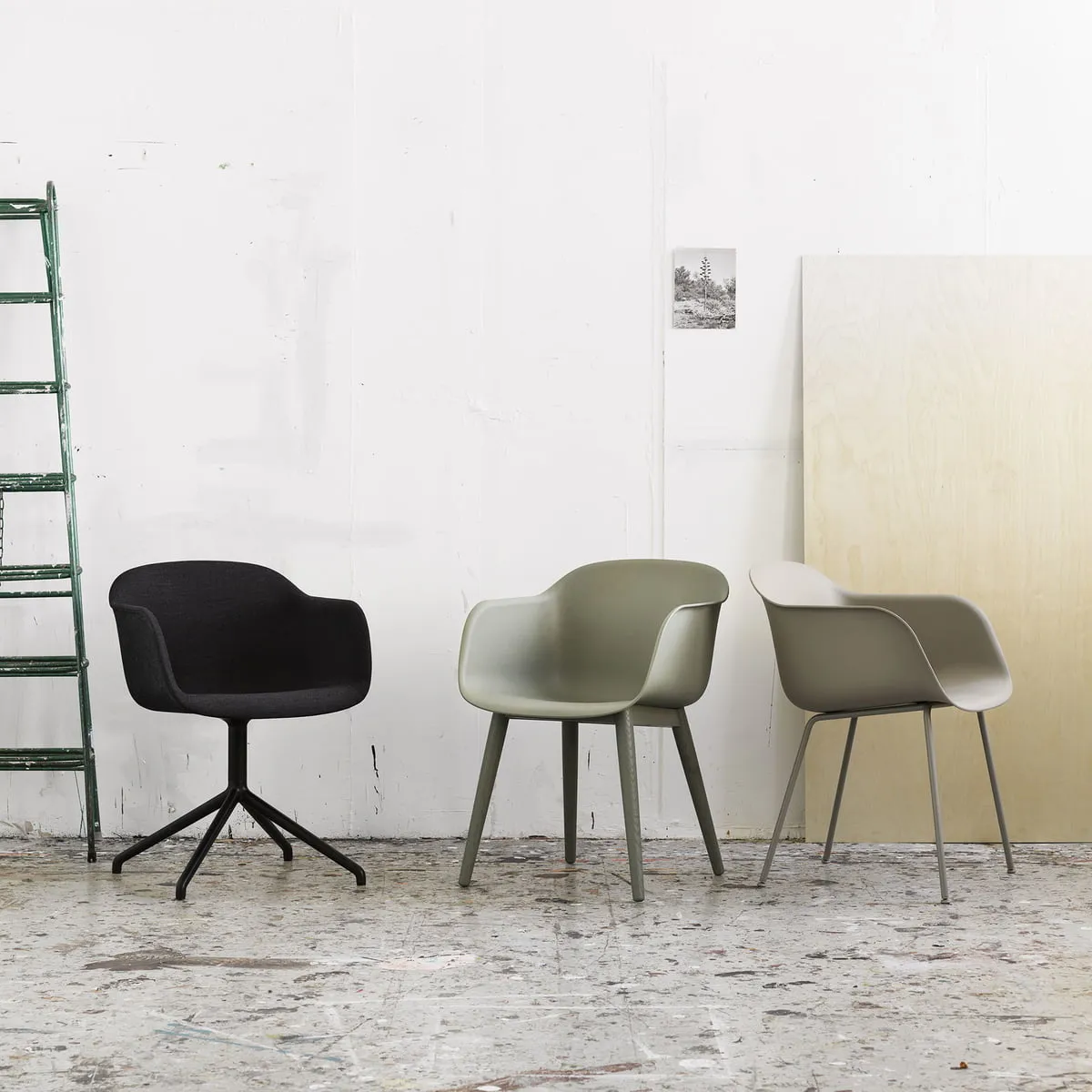 Fiber ArmChair, Wood Base
* Steelcut Trio #236, Oak Base