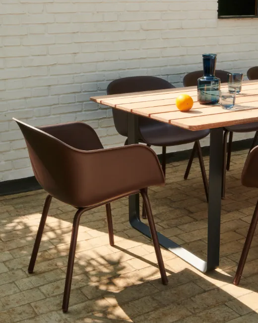 Fiber Outdoor arm chair,  brown red