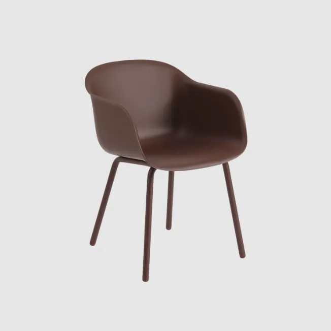 Fiber Outdoor arm chair,  brown red