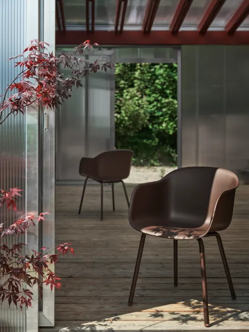Fiber Outdoor arm chair,  brown red