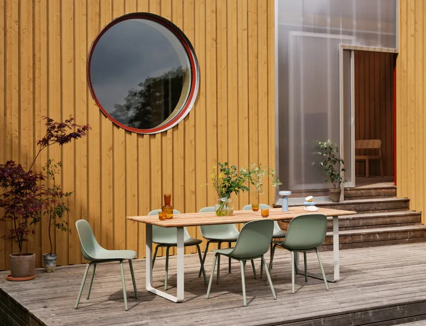 FIber Outdoor side chair, dusty green