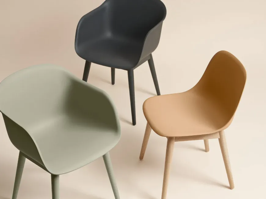 Fiber Side Chair, Black with Black Wood Base