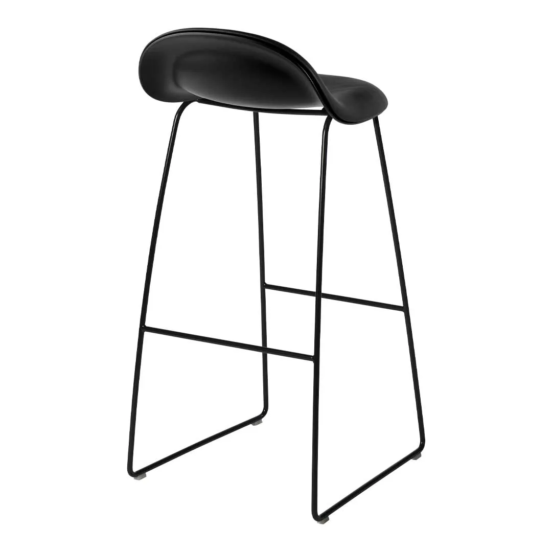Gubi 3D Bar Stool - Front Upholstered - Sledge Base