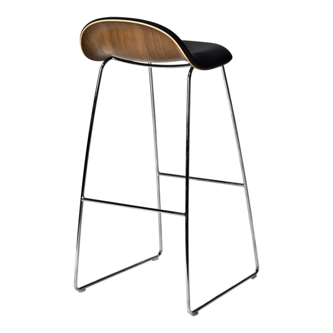 Gubi 3D Bar Stool - Front Upholstered - Sledge Base
