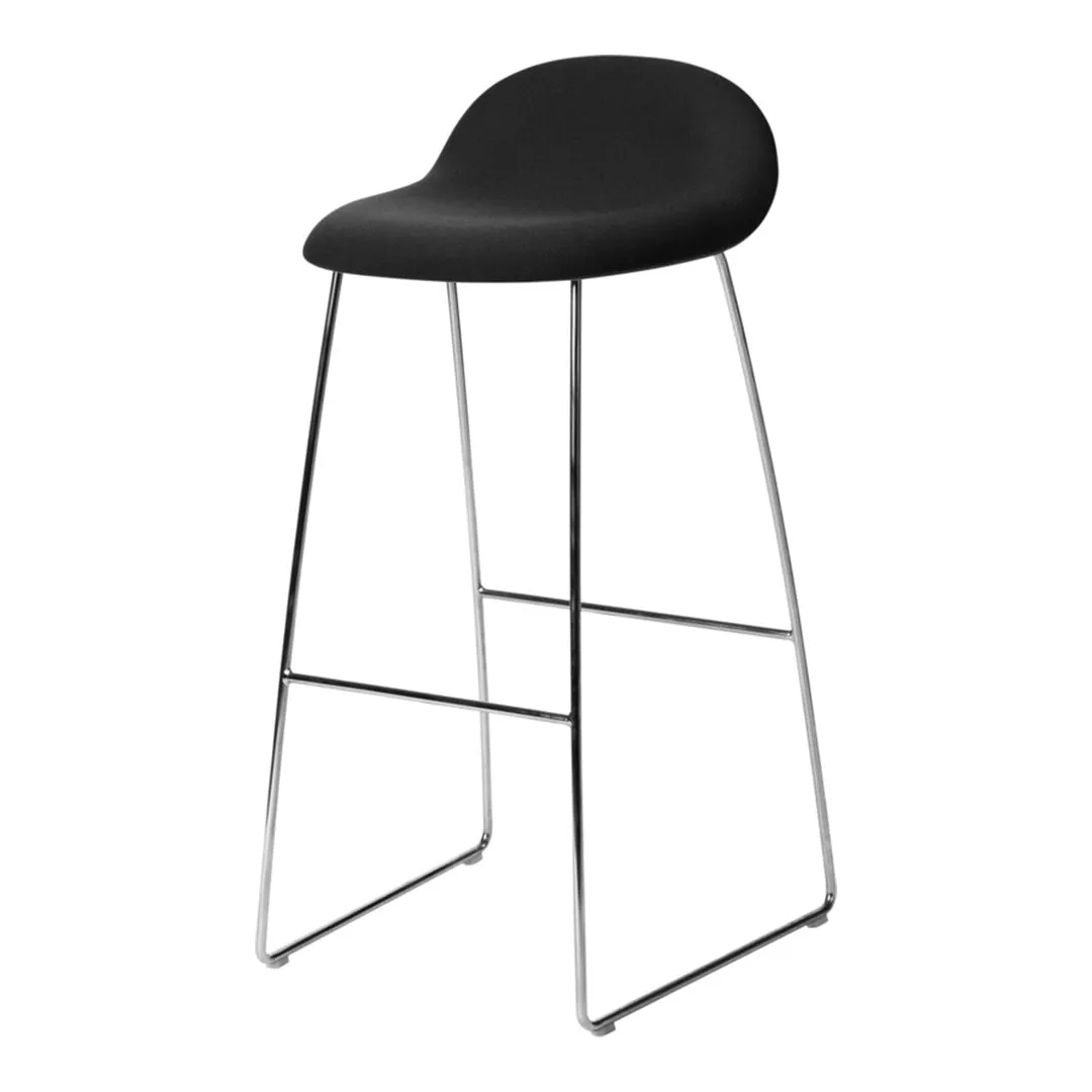 Gubi 3D Bar Stool - Front Upholstered - Sledge Base