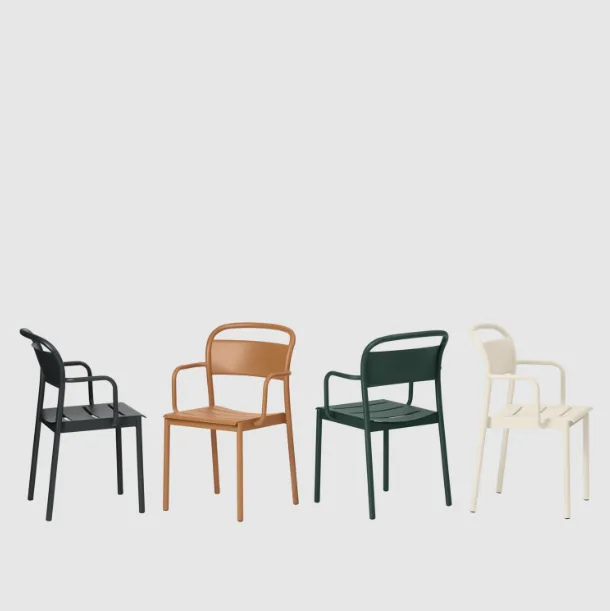 Linear Steel Arm Chairs, Grey