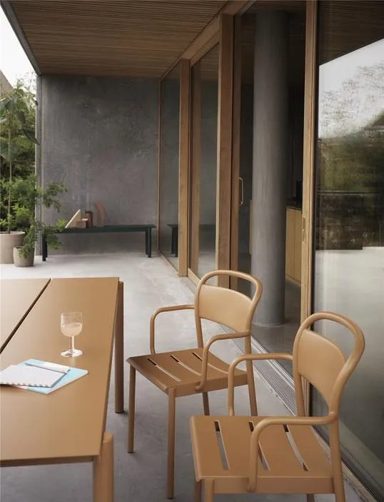 Linear Steel Arm Chairs, Off White