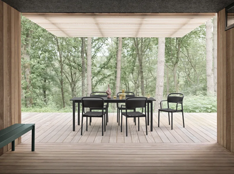 Linear Steel Bench, Pale Blue 170 cm