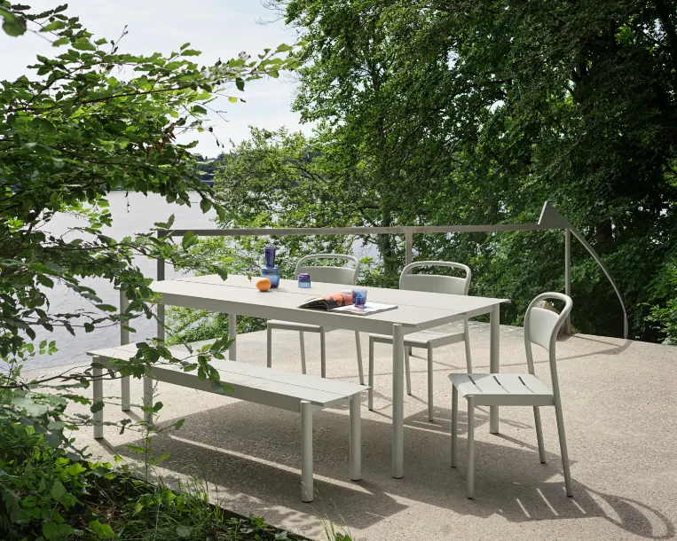 Linear Steel Bench, Pale Blue 170 cm