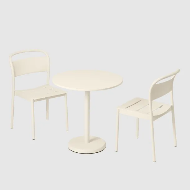 Linear Steel Side Chairs, Off White
