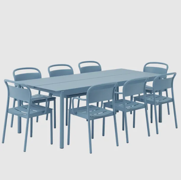 Linear Steel Side Chairs, Pale Blue