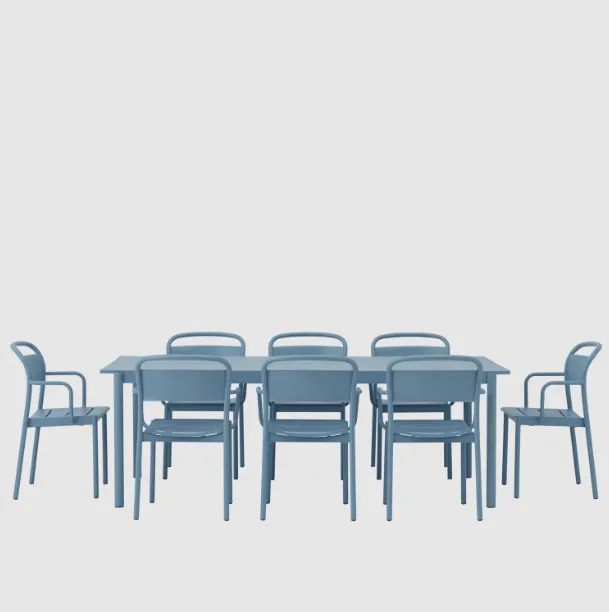 Linear Steel Side Chairs, Pale Blue