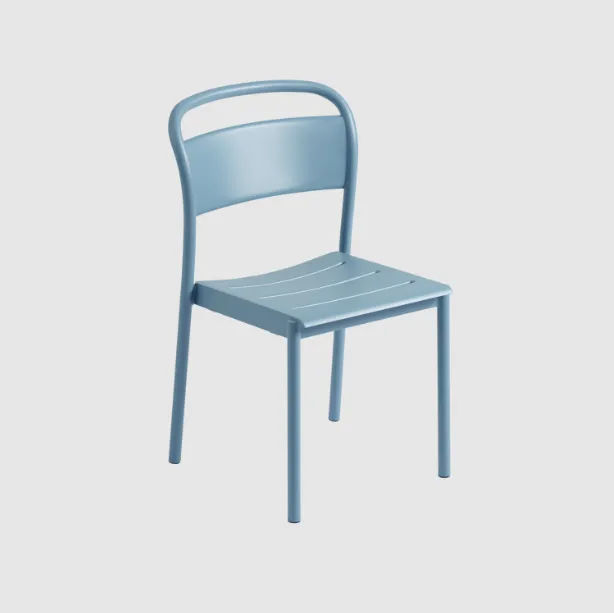 Linear Steel Side Chairs, Pale Blue