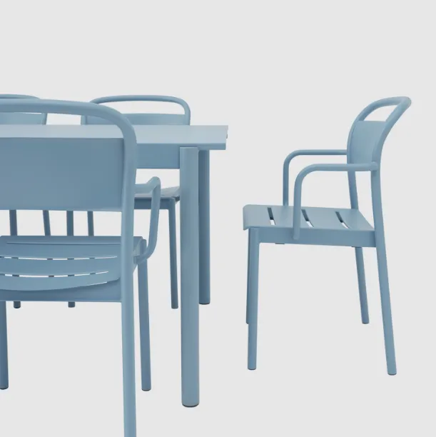Linear Steel Side Chairs, Pale Blue