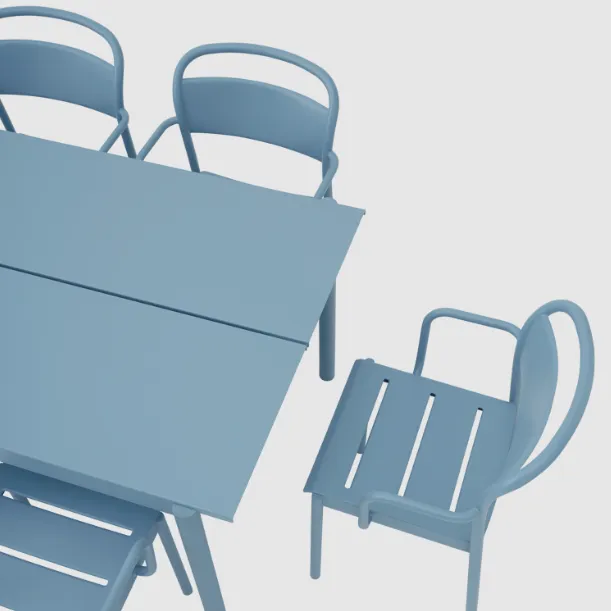 Linear Steel Side Chairs, Pale Blue