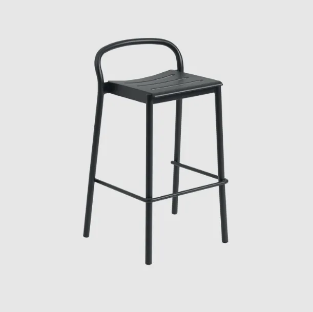 Linear Steel Stool, 65cm,  Black