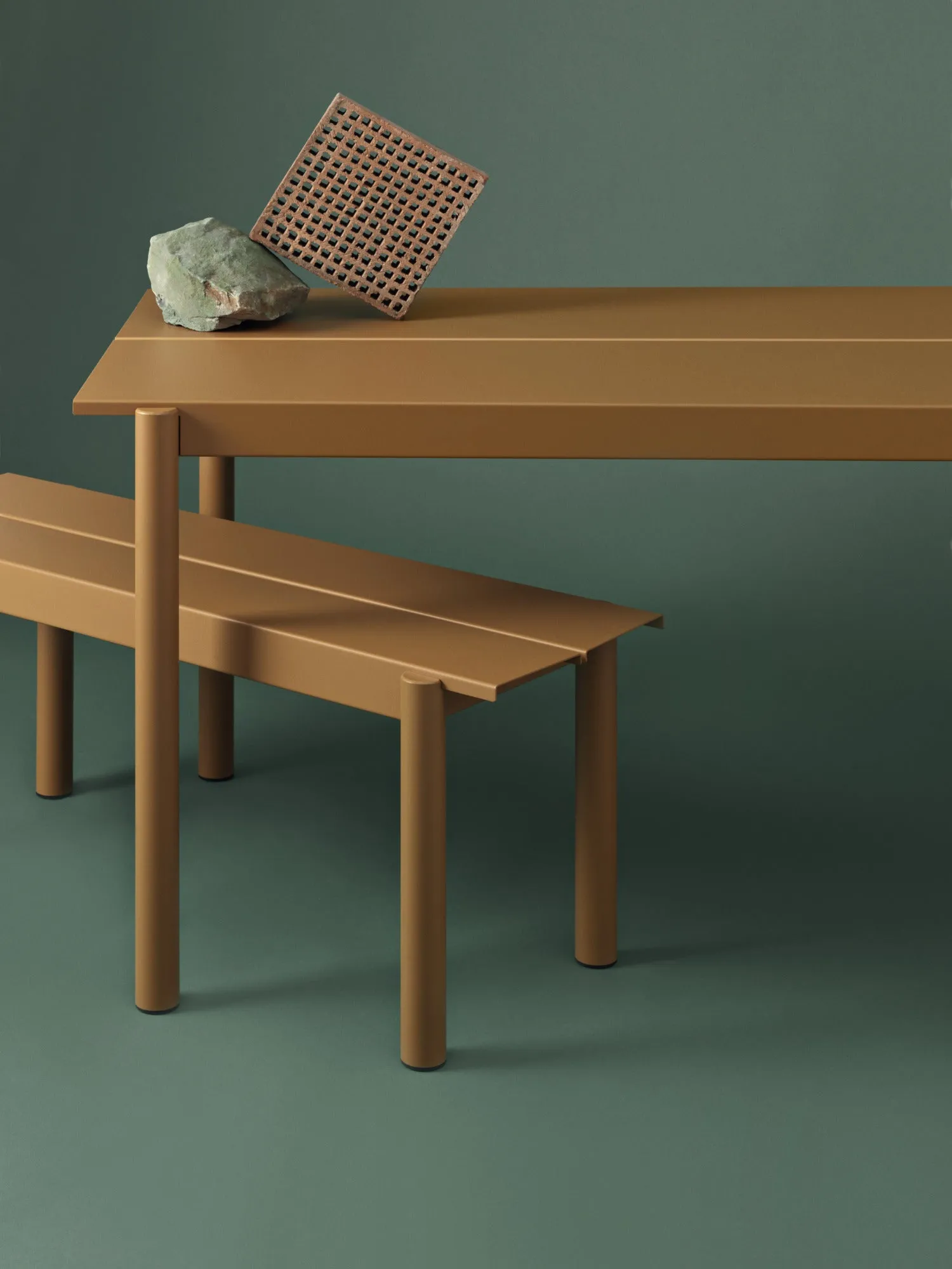 Linear Steel Table, Burnt Orange 140cm