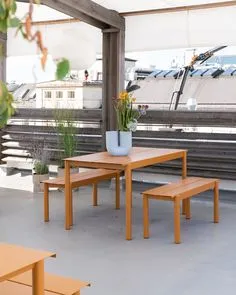 Linear Steel Table, Burnt Orange 140cm
